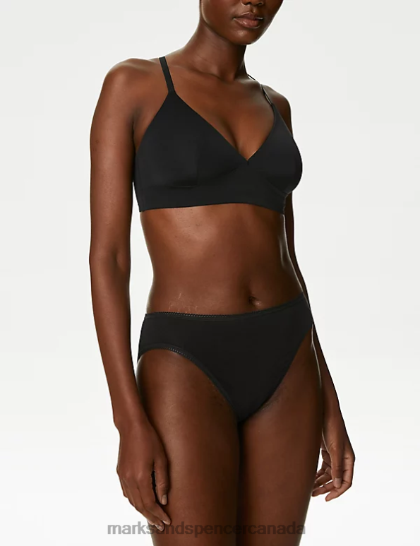 Marks and Spencer near me - Unisex Black Clothing Marks & Spencer 4pk Pure Cotton High Leg Knickers 20VTD4711