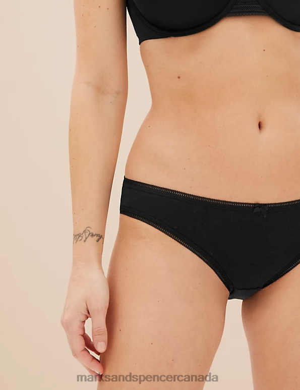Unisex Black Clothing Marks & Spencer 5pk Cotton Lycra Bikini Knickers 20VTD4174 - Marks and Spencer Canada locations