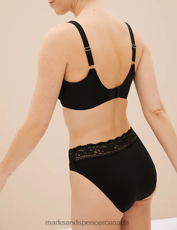 Marks and Spencer near me - Unisex Black Clothing Marks & Spencer 5pk Cotton Lycra & Lace Knickers 20VTD4085