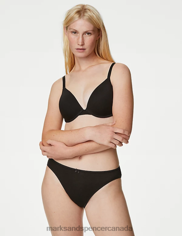 Unisex Black Clothing Marks & Spencer 5pk Cotton Rich Lycra High Leg Knickers 20VTD3713 - Marks and Spencer Canada locations