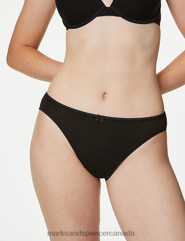 Unisex Black Clothing Marks & Spencer 5pk Cotton Rich Lycra High Leg Knickers 20VTD3713 - Marks and Spencer Canada locations