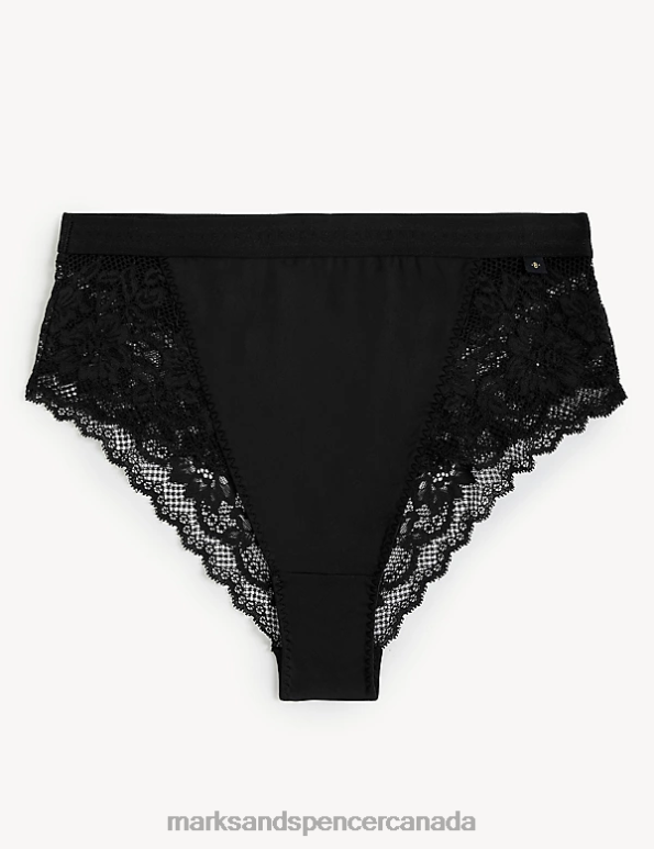 Unisex Black Clothing Marks & Spencer Ameli High Waisted Brazilian Knickers 20VTD4617 - Marks and Spencer online