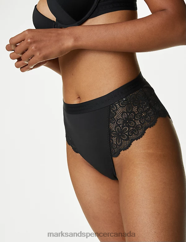 Unisex Black Clothing Marks & Spencer Cleo High Waisted Brazilian Knickers 20VTD4503 - Marks and Spencer Canada locations