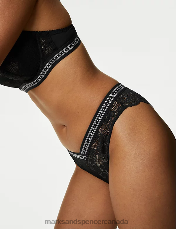 Marks and Spencer sale - Unisex Black Clothing Marks & Spencer Cleo Lace Miami Knickers 20VTD4473