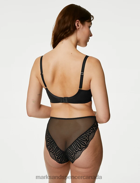 Unisex Black Clothing Marks & Spencer Nova Lace High Waisted High Leg Knickers 20VTD4251 - Marks and Spencer Canada locations