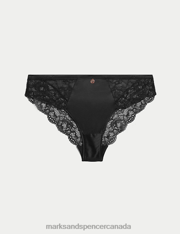 Marks and Spencer sale - Unisex Black Clothing Marks & Spencer Silk & Lace Brazilian Knickers 20VTD4166