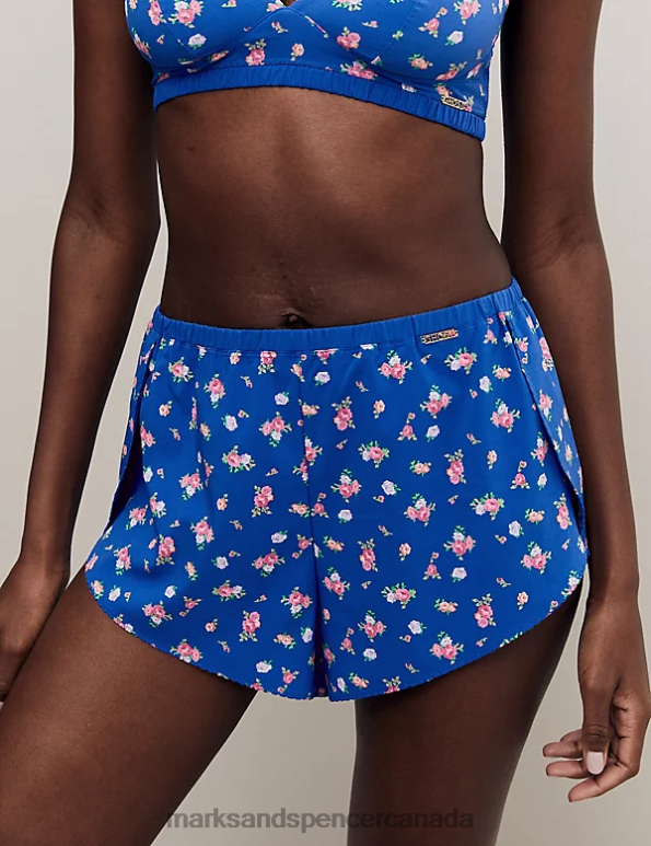 Unisex Blue Mix Clothing Marks & Spencer Floral Print High Waisted French Knickers 20VTD4358 - Marks and Spencer online