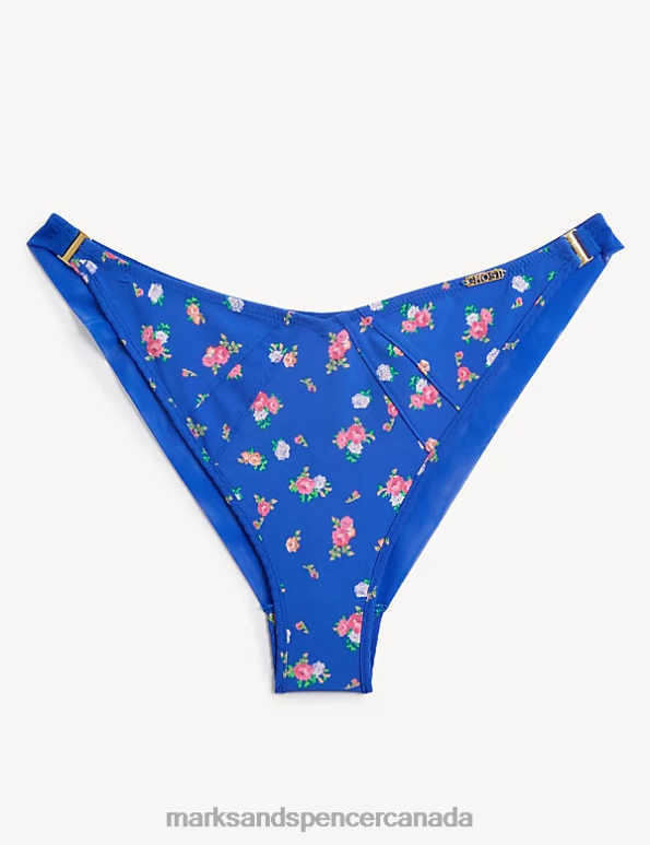 Marks and Spencer near me - Unisex Blue Mix Clothing Marks & Spencer Floral Print Miami Brazilian Knickers 20VTD4439