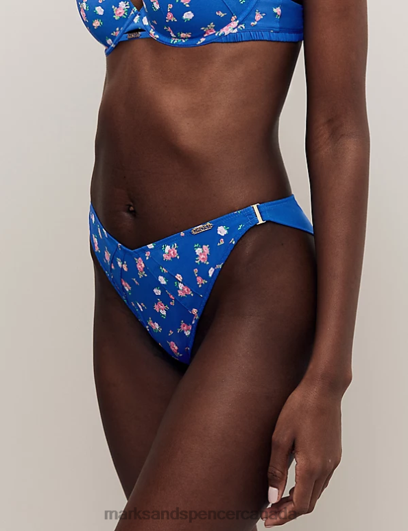 Marks and Spencer near me - Unisex Blue Mix Clothing Marks & Spencer Floral Print Miami Brazilian Knickers 20VTD4439