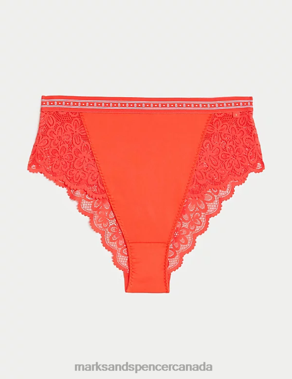 Unisex Bright Orange Clothing Marks & Spencer Cleo High Waisted Brazilian Knickers 20VTD4504 - Marks and Spencer outlet