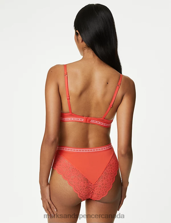 Unisex Bright Orange Clothing Marks & Spencer Cleo High Waisted Brazilian Knickers 20VTD4504 - Marks and Spencer outlet