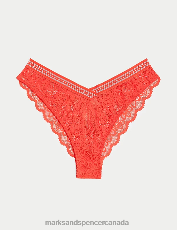 Marks and Spencer Canada - Unisex Bright Orange Clothing Marks & Spencer Cleo Lace Miami Knickers 20VTD4471