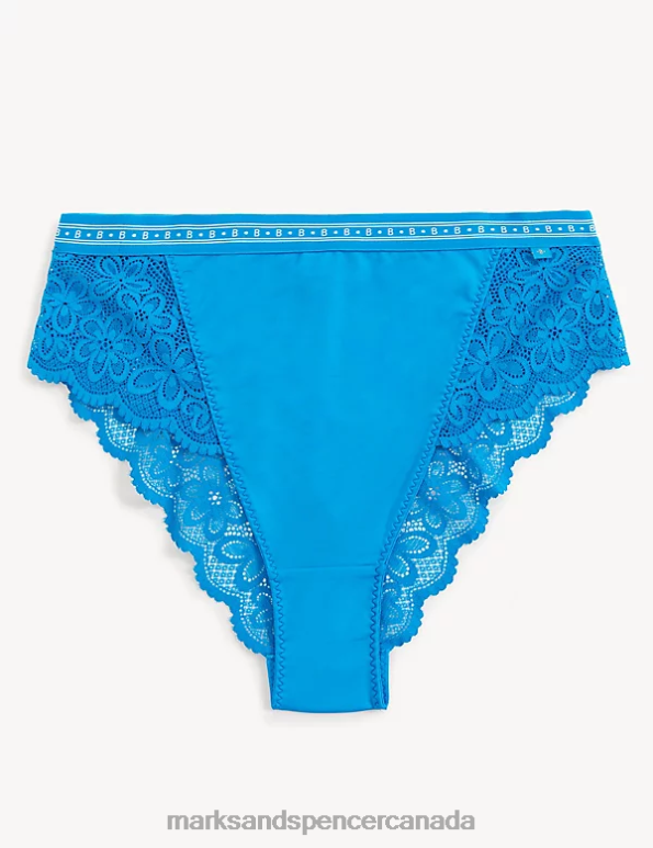 Unisex Bright Turquoise Clothing Marks & Spencer Cleo High Waisted Brazilian Knickers 20VTD4077 - Marks and Spencer outlet