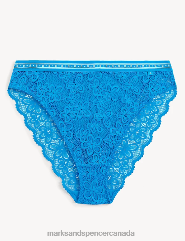 Unisex Bright Turquoise Clothing Marks & Spencer Cleo Lace High Waisted High Leg Knickers 20VTD3916 - Marks and Spencer outlet