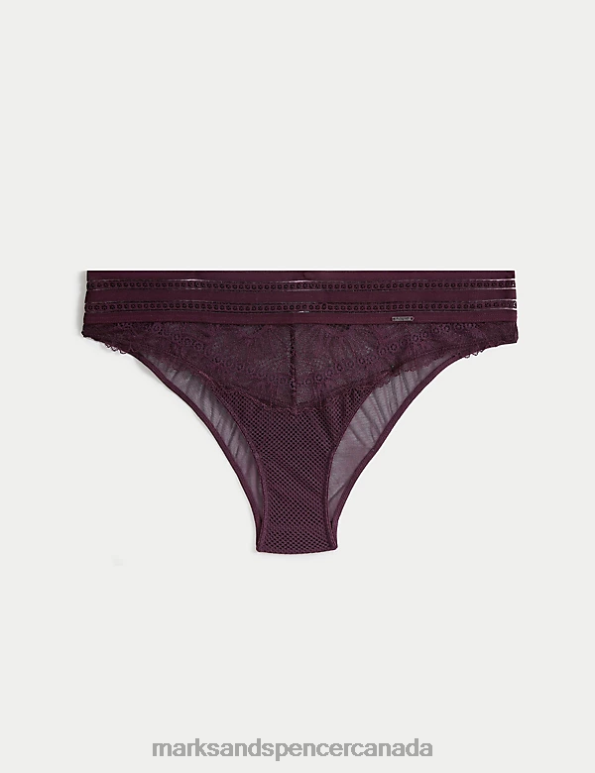 Unisex Dark Purple Clothing Marks & Spencer Marseilles Brazilian Knickers 20VTD4118 - Marks and Spencer Canada locations