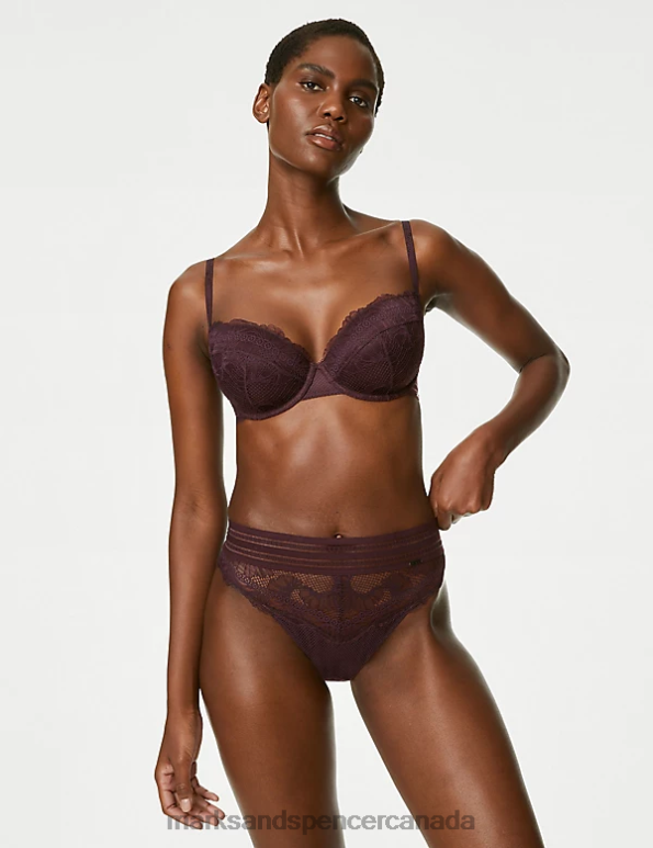 Marks and Spencer near me - Unisex Dark Purple Clothing Marks & Spencer Marseilles High Waisted High Leg Knickers 20VTD4877