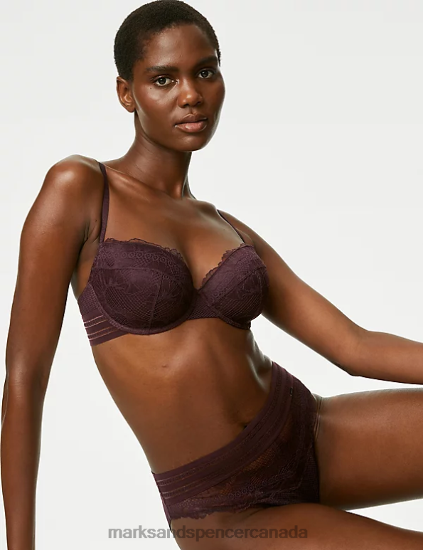 Marks and Spencer near me - Unisex Dark Purple Clothing Marks & Spencer Marseilles High Waisted High Leg Knickers 20VTD4877