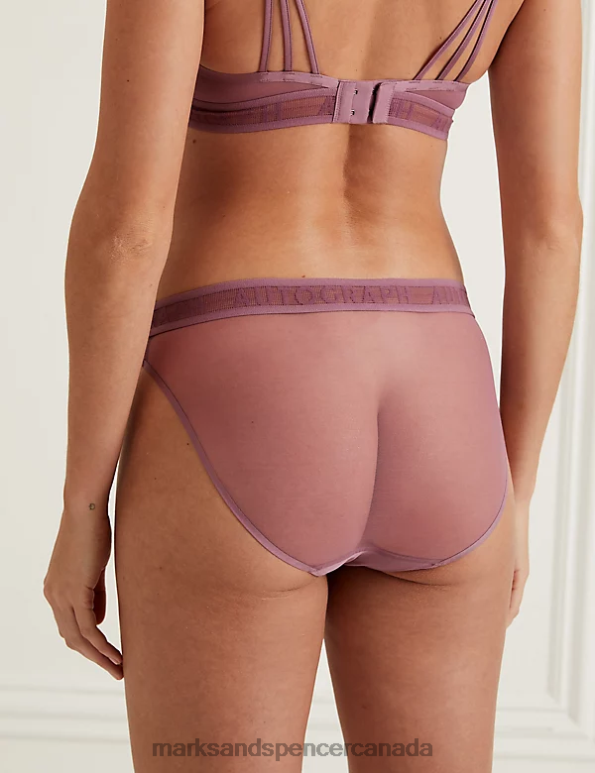 Marks and Spencer sale - Unisex Dusted Mauve Clothing Marks & Spencer Tivoli Mesh High Leg Knickers 20VTD4721