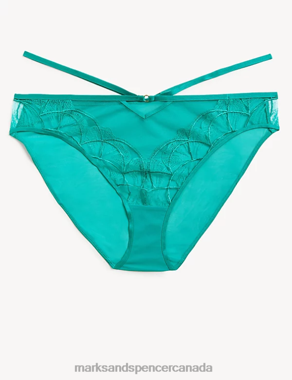 Marks and Spencer near me - Unisex Emerald Clothing Marks & Spencer Maya Embroidery High Leg Knickers 20VTD3925