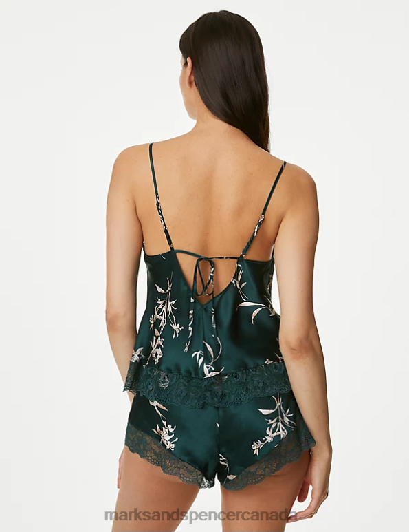 Marks and Spencer Canada - Unisex Green Mix Clothing Marks & Spencer Cassia Silk & Lace French Knickers 20VTD3707