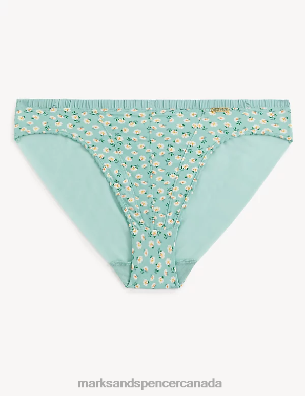 Marks and Spencer sale - Unisex Green Mix Clothing Marks & Spencer Floral Print High Leg Knickers 20VTD3906