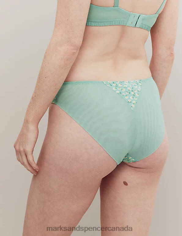 Marks and Spencer sale - Unisex Green Mix Clothing Marks & Spencer Floral Print High Leg Knickers 20VTD3906