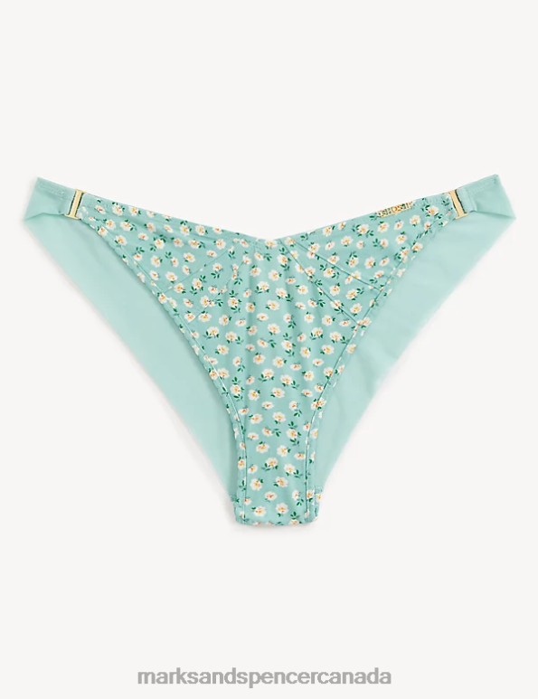 Marks and Spencer near me - Unisex Green Mix Clothing Marks & Spencer Floral Print Miami Brazilian Knickers 20VTD4530