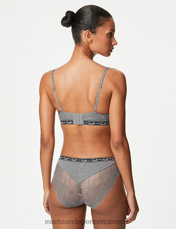 Unisex Grey Marl Clothing Marks & Spencer Lace High Leg Lounge Knickers 20VTD4285 - Marks and Spencer Canada locations