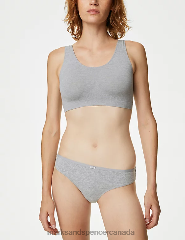 Marks and Spencer sale - Unisex Grey Mix Clothing Marks & Spencer 4pk Cotton Rich Brazilian Knickers 20VTD3761