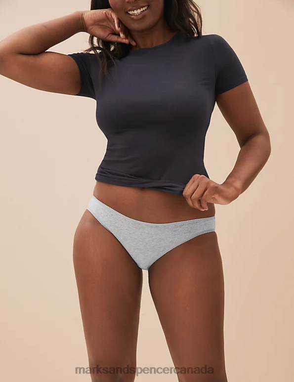 Marks and Spencer Canada - Unisex Grey Mix Clothing Marks & Spencer 5pk Cotton Lycra Low Rise Bikini Knickers 20VTD4518