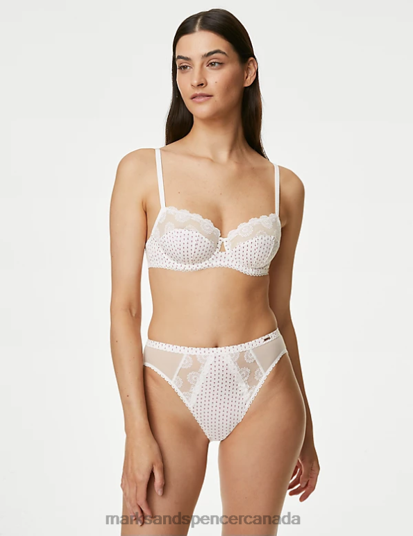 Unisex Ivory Mix Clothing Marks & Spencer Ammi High Waisted High Leg Knickers With Cotton 20VTD3783 - Marks and Spencer Canada locations