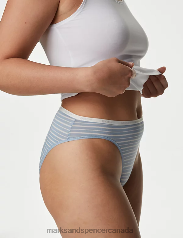 Unisex Light Blue Mix Clothing Marks & Spencer 4pk Cotton Rich High Waisted High Leg Knickers 20VTD3699 - Marks and Spencer outlet