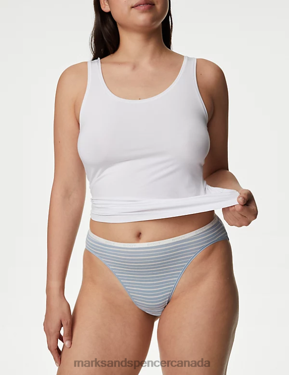 Unisex Light Blue Mix Clothing Marks & Spencer 4pk Cotton Rich High Waisted High Leg Knickers 20VTD3699 - Marks and Spencer outlet