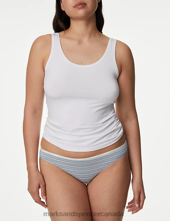 Marks and Spencer Canada - Unisex Light Blue Mix Clothing Marks & Spencer 4pk Supima Cotton Rich Bikini Knickers 20VTD4164
