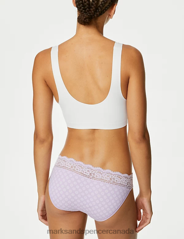 Unisex Lilac Mix Clothing Marks & Spencer 5pk Cotton Blend Printed Bikini Knickers 20VTD4102 - Marks and Spencer online