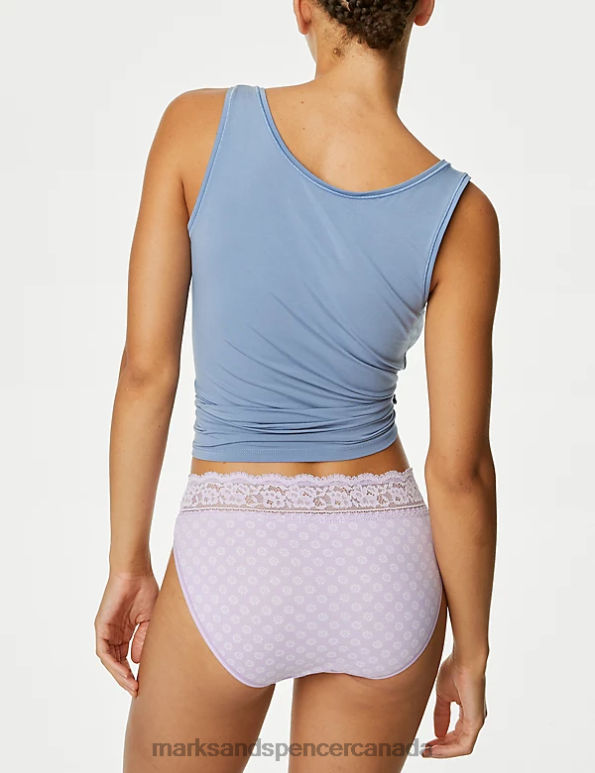 Marks and Spencer sale - Unisex Lilac Mix Clothing Marks & Spencer 5pk Cotton Rich Printed High Leg Knickers 20VTD4415