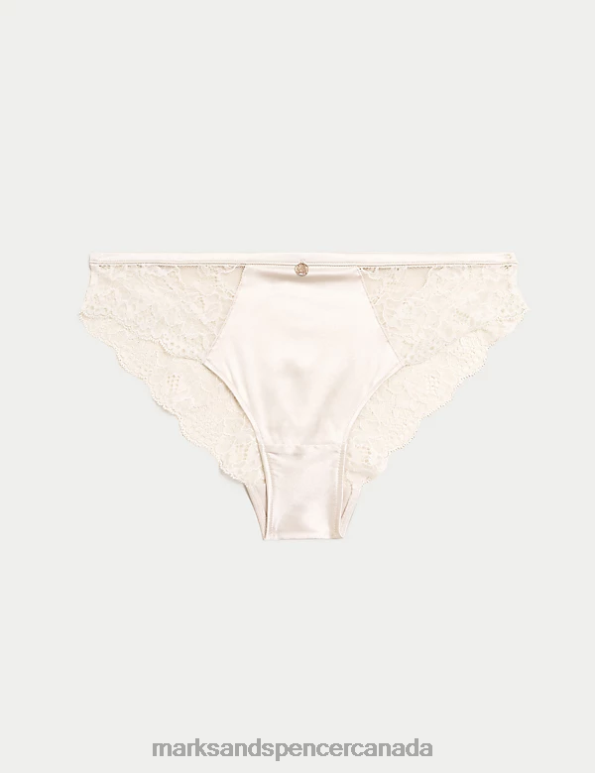 Unisex Pale Opaline Clothing Marks & Spencer Silk & Lace Brazilian Knickers 20VTD4584 - Marks and Spencer Canada locations
