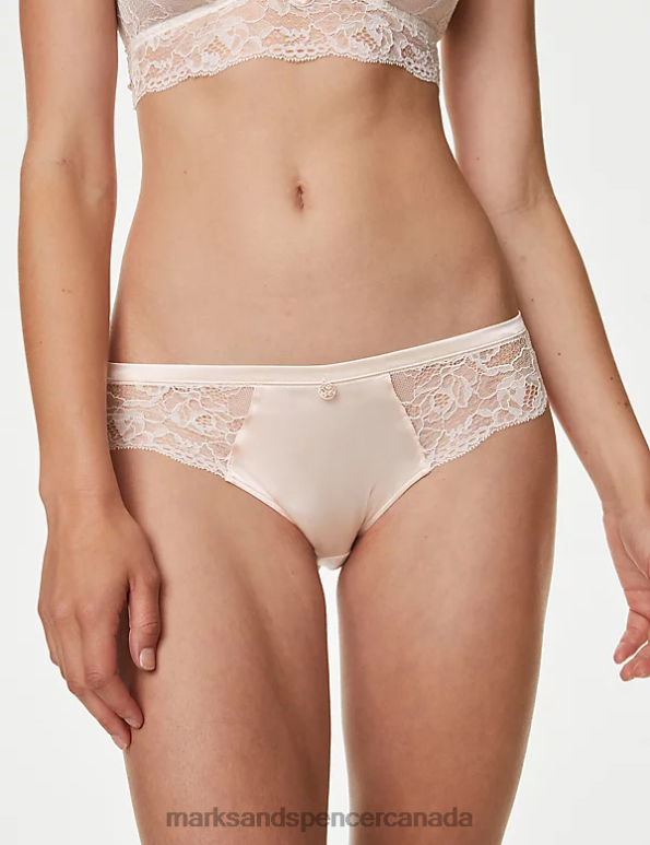 Unisex Pale Opaline Clothing Marks & Spencer Silk & Lace Brazilian Knickers 20VTD4584 - Marks and Spencer Canada locations