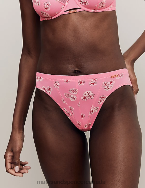 Unisex Pink Mix Clothing Marks & Spencer Floral Print High Leg Knickers 20VTD4348 - Marks and Spencer outlet