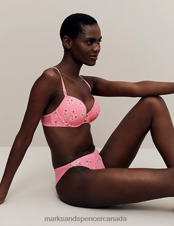 Unisex Pink Mix Clothing Marks & Spencer Floral Print Miami Brazilian Knickers 20VTD4098 - Marks and Spencer outlet