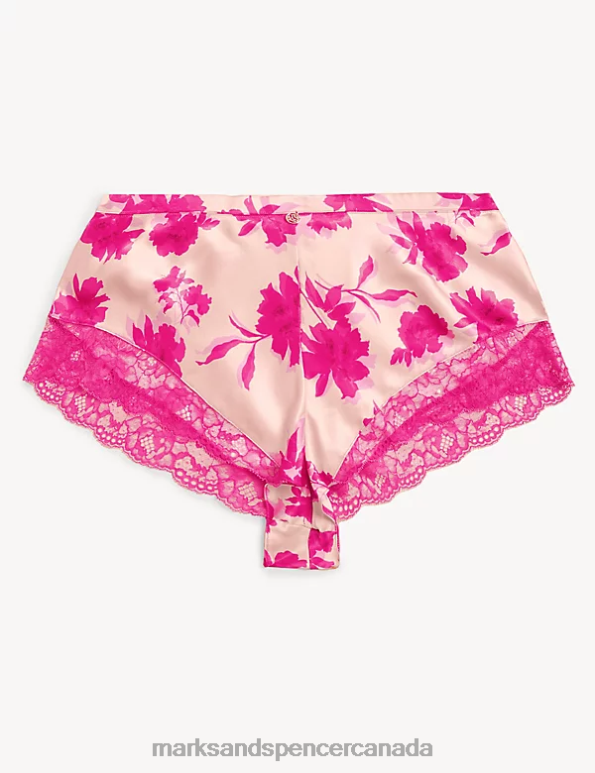 Unisex Pink Mix Clothing Marks & Spencer Laylani Silk & Lace French Knickers 20VTD3877 - Marks and Spencer outlet