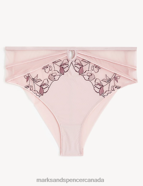 Unisex Powder Pink Clothing Marks & Spencer Iris High Waisted Brazilian Knickers 20VTD4020 - Marks and Spencer outlet