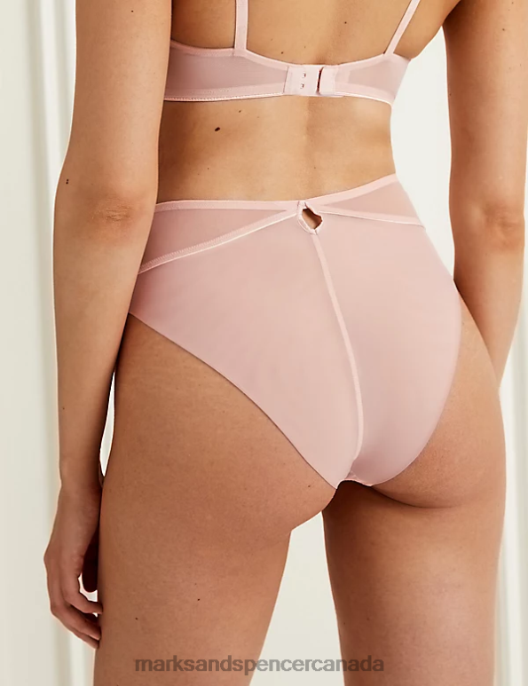 Unisex Powder Pink Clothing Marks & Spencer Iris High Waisted Brazilian Knickers 20VTD4020 - Marks and Spencer outlet