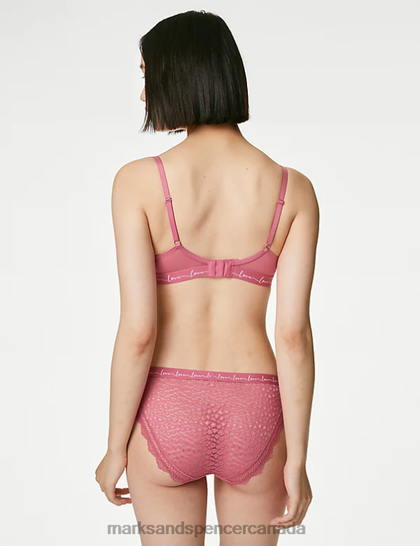 Unisex Raspberry Mix Clothing Marks & Spencer 3pk Lace & Mesh Bikini Knickers 20VTD4346 - Marks and Spencer Canada locations