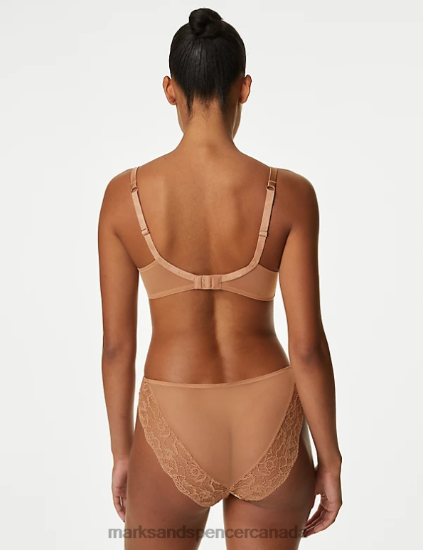 Marks and Spencer near me - Unisex Rich Amber Clothing Marks & Spencer Silk & Lace High Leg Knickers 20VTD4481