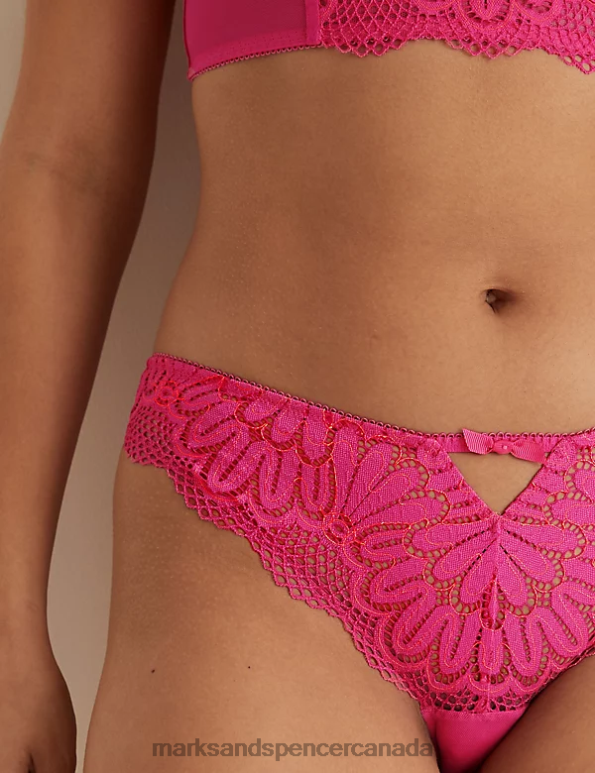 Unisex Rose Pink Clothing Marks & Spencer Nova Lace Brazilian Knickers 20VTD4577 - Marks and Spencer online