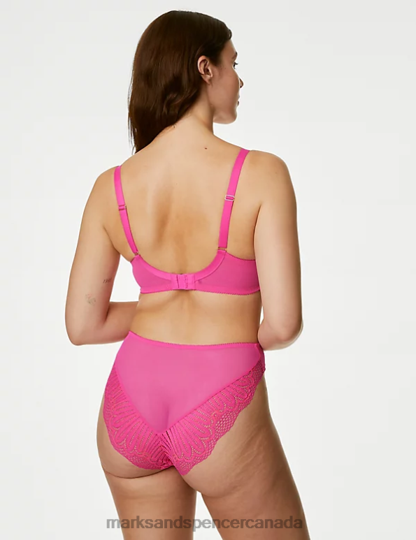 Marks and Spencer sale - Unisex Rose Pink Clothing Marks & Spencer Nova Lace High Waisted High Leg Knickers 20VTD4645
