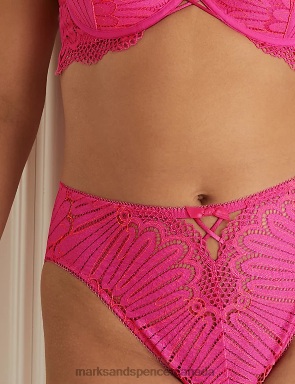 Marks and Spencer sale - Unisex Rose Pink Clothing Marks & Spencer Nova Lace High Waisted High Leg Knickers 20VTD4645