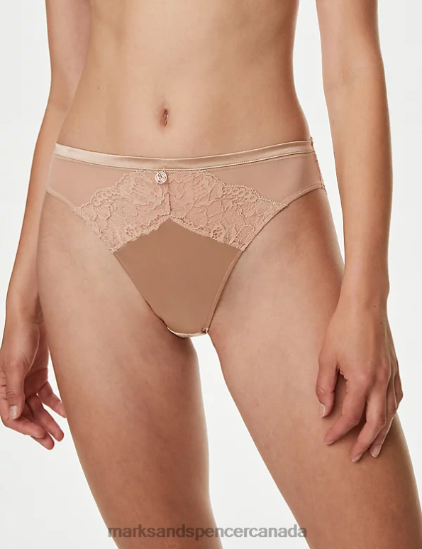 Unisex Rose Quartz Clothing Marks & Spencer Silk & Lace High Leg Knickers 20VTD4479 - Marks and Spencer outlet