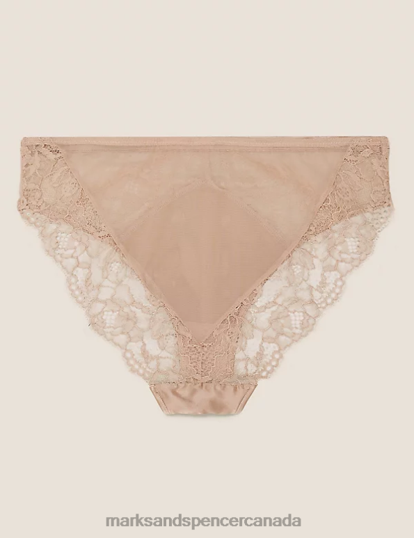 Unisex Rose Quartz Clothing Marks & Spencer Silk & Lace High Leg Knickers 20VTD4479 - Marks and Spencer outlet